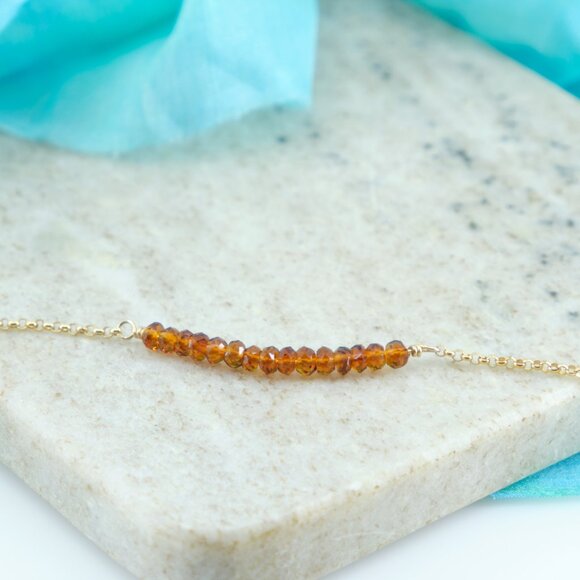 Everyday Madeira Citrine Bar Bracelet, 14k Gold Filled, Fast Shipping - Picture 6 of 10